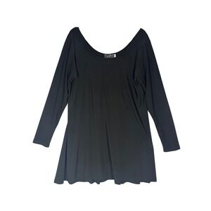 Sympli Scoop Neck Flowy Tunic Top Sz 14 Black Long Sleeve Canada Lagenlook Basic